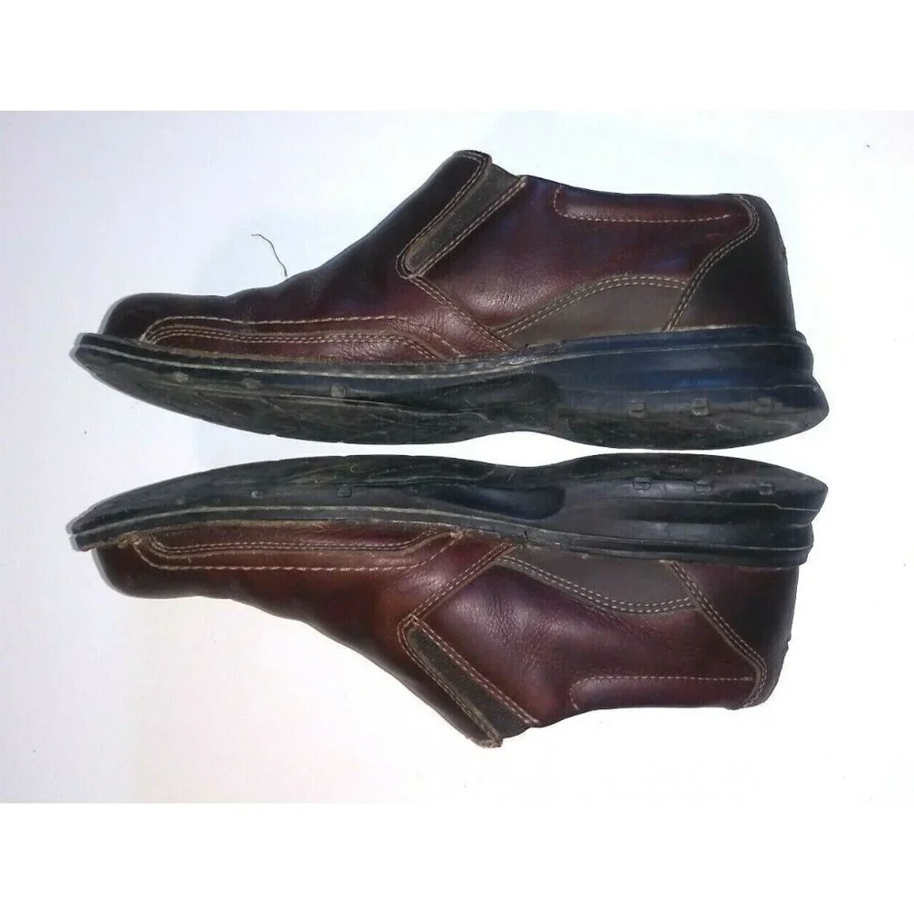 CLARKS LOAFERS mens 10M Leather Brown COTRELL Round Toe Slip On Shoes 78538 EUC